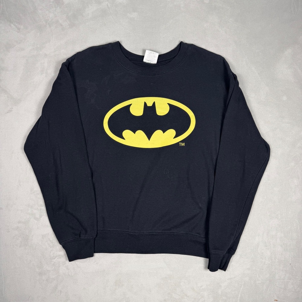 Y2K Kids Batman Graphic Logo Crewneck Sweatshirt Black Size M 7-8